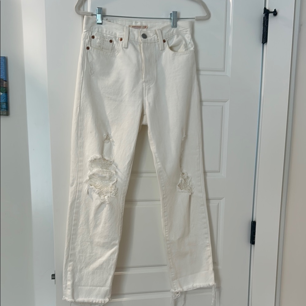 Women's Levi’s Wedgie Distressed White Jeans